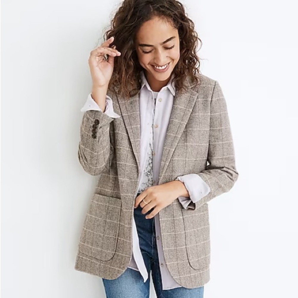 Madewell Larsen Wool Blend Plaid Blazer Size- Large